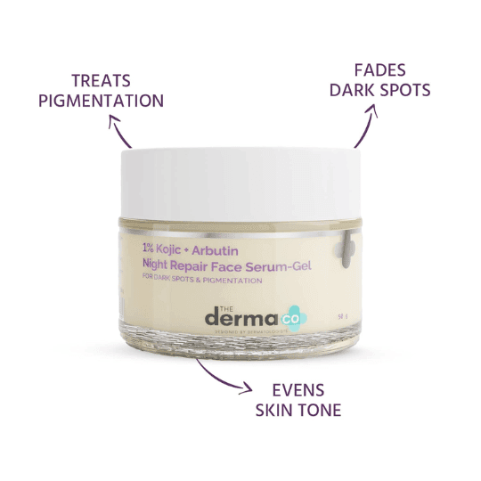The Derma Co 1% Kojic + Arbutin Night Repair Face Serum Gel 50g 