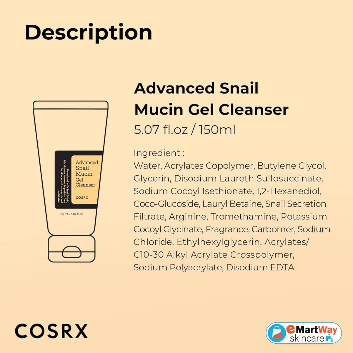Cosrx Advanced Snail Mucin Gel Cleanser 150ml 