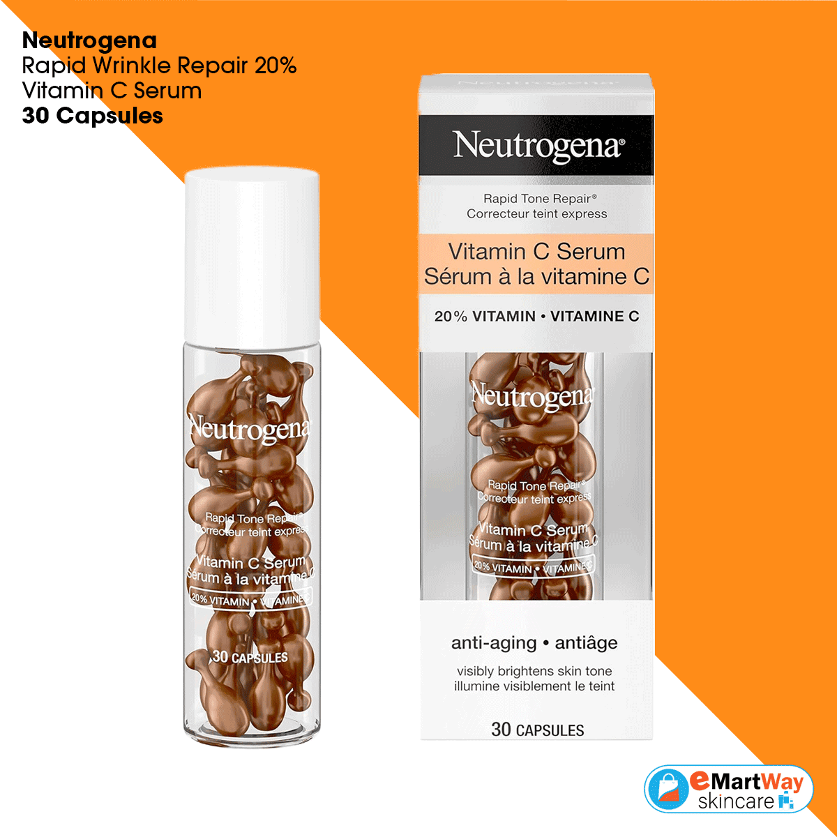 Neutrogena Rapid Wrinkle Repair 20% Vitamin C Serum 30 Capsules 