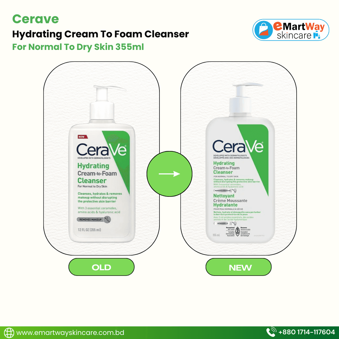 Cerave Hydrating Cream To Foam Cleanser For Normal To Dry Skin 355ml 