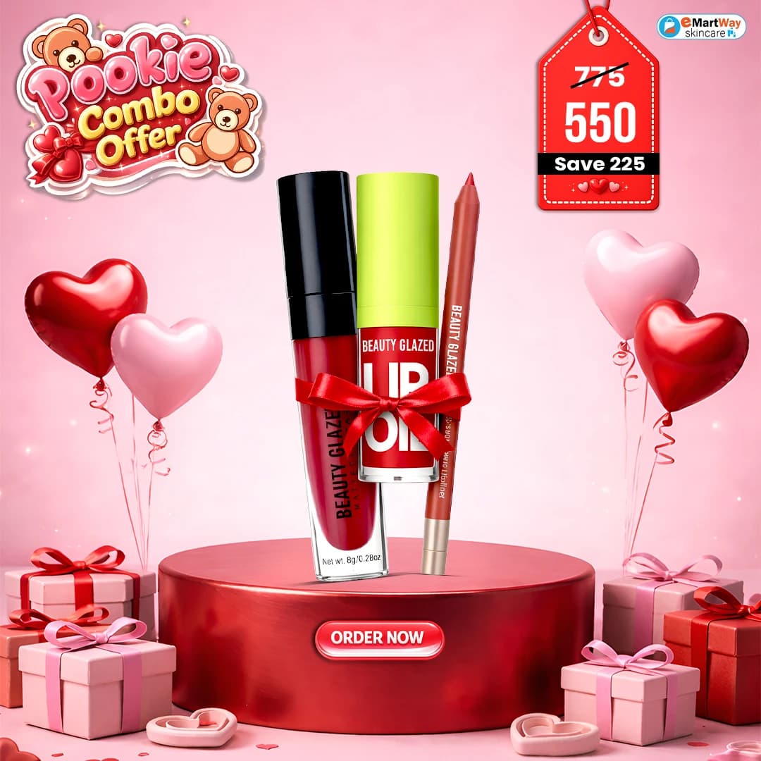 Pookie Combo Offer-1 (Beauty Glazed Lively Waterproof & Long Lasting Lip Liner + Beauty Glazed Lip Glow Oil + Beauty Glazed Matte Lipstick)
