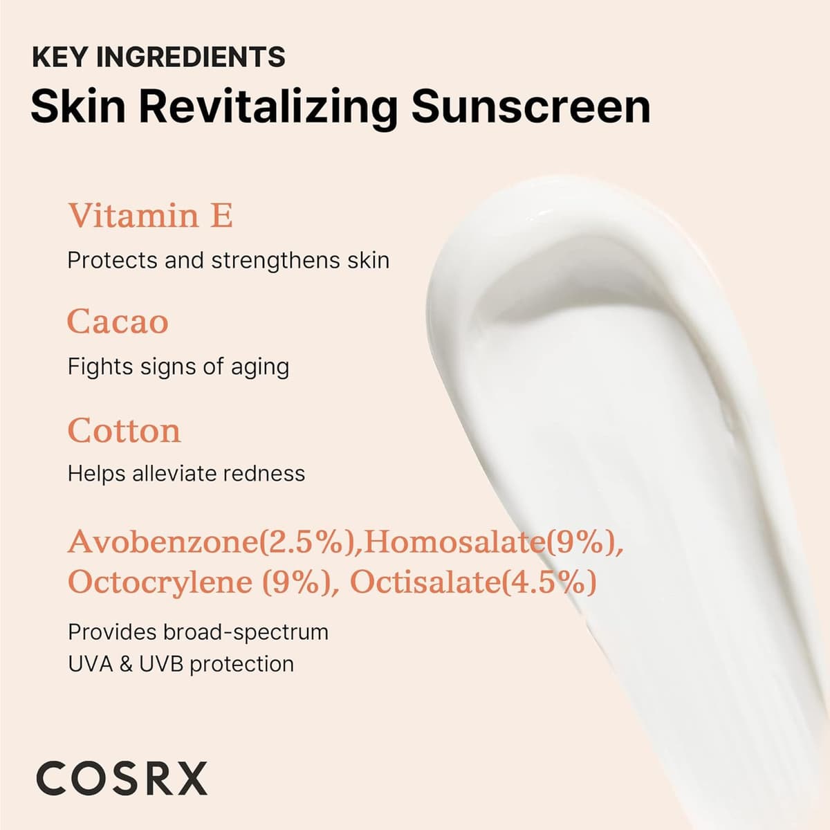 COSRX Vitamin E Vitalizing Sunscreen SPF50+ (50ml) (Exp:01/07/2026) 