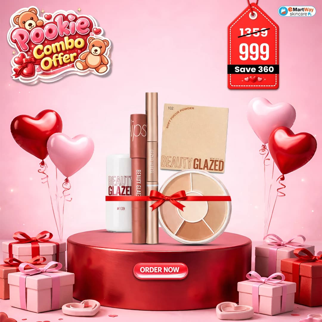 Pookie Combo Offer-4 (Beauty Glazed Phantom Concealer + Beauty Glazed Soft Focus Powder + Beauty Glazed 2in1 Bushy Big Eyeliner & Mascara + Beauty Glazed Tint Blush + Beauty Glazed Velvet Soft Mist Li