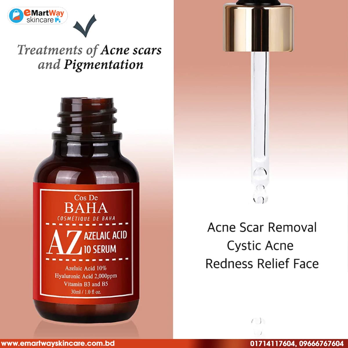Cos De BAHA Azelaic Acid 10 Serum (AZ) 30ml 