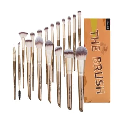 Maange 18 Pcs Makeup Brushes Set Professional Brush Set (Brown)