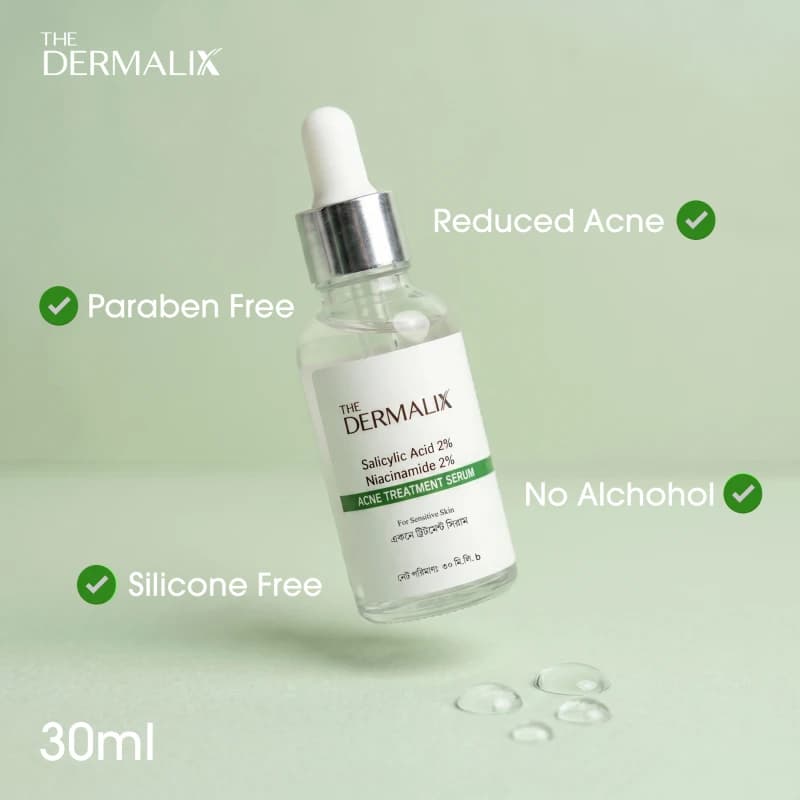 The Dermalix Salicylic Acid 2% + Niacinamide 2% Acne Treatment Serum 30ml 