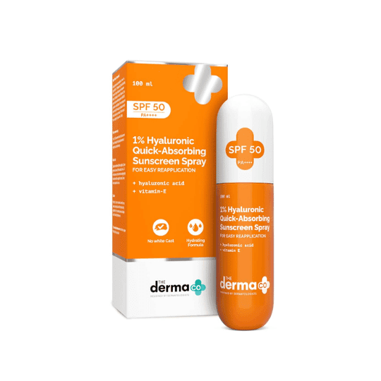 The Derma CO 1% Hyaluronic Quick-Absorbing Sunscreen Spray with Hyaluronic Acid & Vitamin E 100ml  (2026/10) 