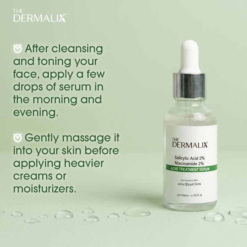 The Dermalix Salicylic Acid 2% + Niacinamide 2% Acne Treatment Serum 30ml 