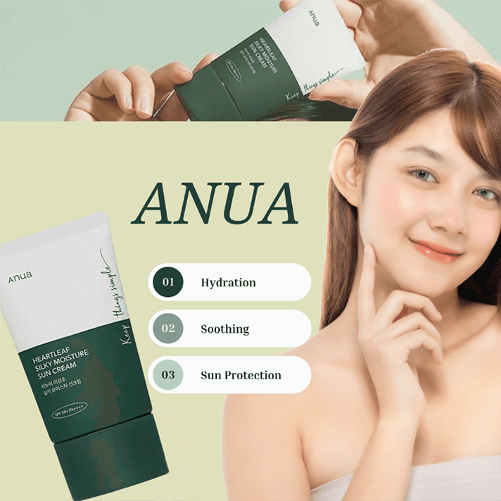 Anua Heartleaf Silky Moisture Sun Cream Spf 50+ Pa++++ 