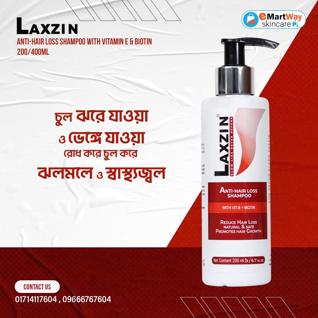 Laxzin Anti-Hair Loss Shampoo With Vitamin E & Biotin 400ml 