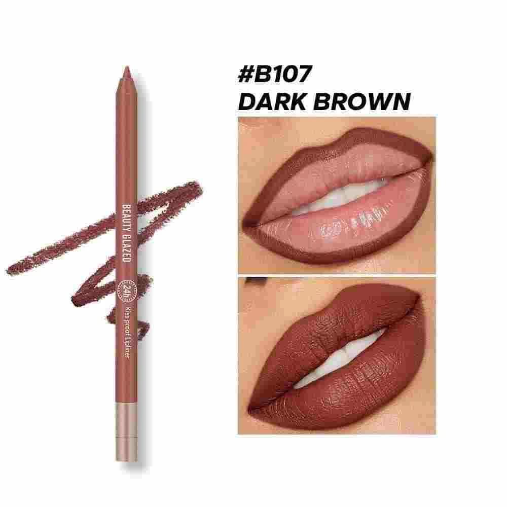 Beauty Glazed Lively Waterproof & Long Lasting Lip Liner B107 Dark Brown 0.6g 