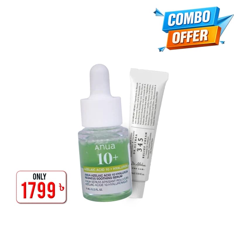 Combo 14 - Calm & Repair Duo (ANUA Azelaic Acid 10+ Hyaluron Redness Soothing Serum 10ml Mini Size+Dr.Althea 345 Relief Cream 15ml)