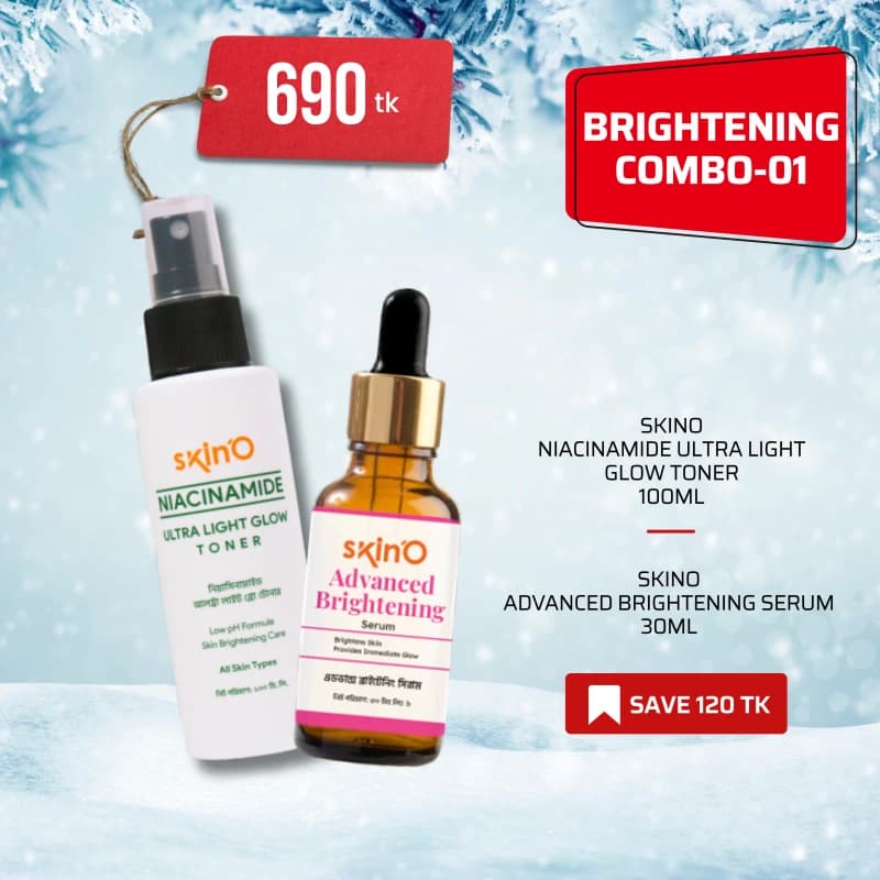 BRIGHTENING COMBO -01 ( Skino Niacinamide Ultra Light Glow Toner 100ml + SkinO Advanced Brightening Serum 30ml )