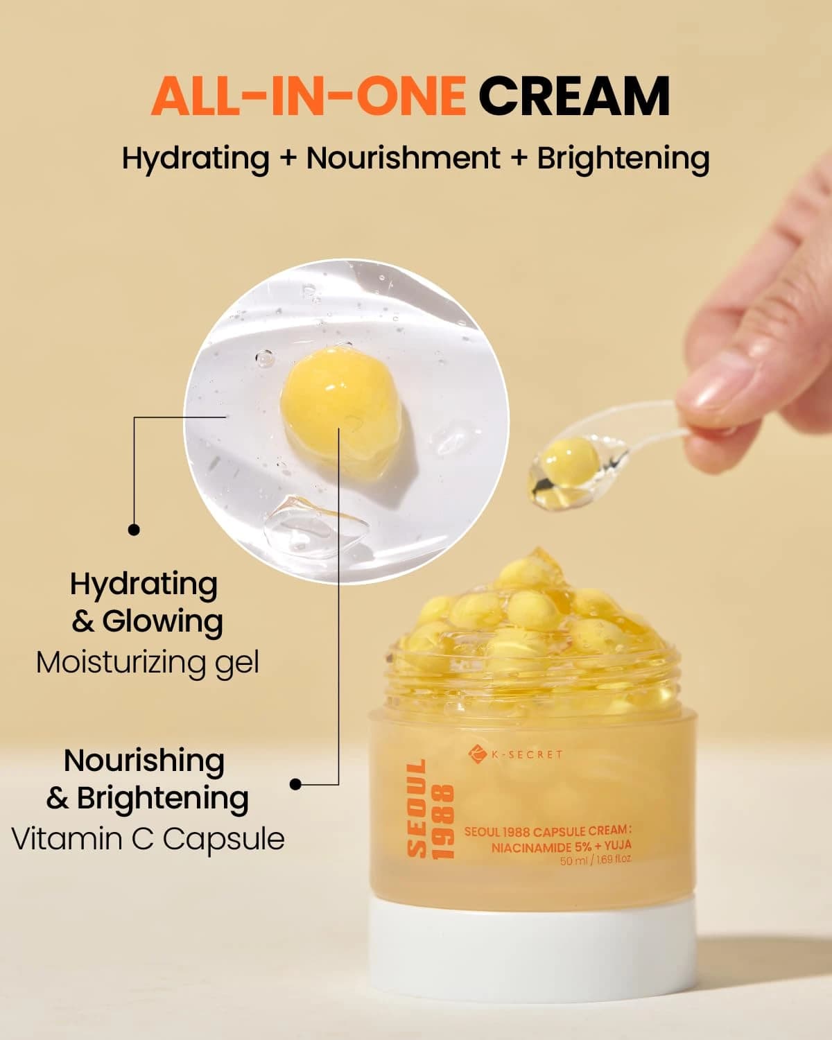 K - Secret Seoul 1988 Capsule Cream Niacinamide 5% + Yuja 5OMl 