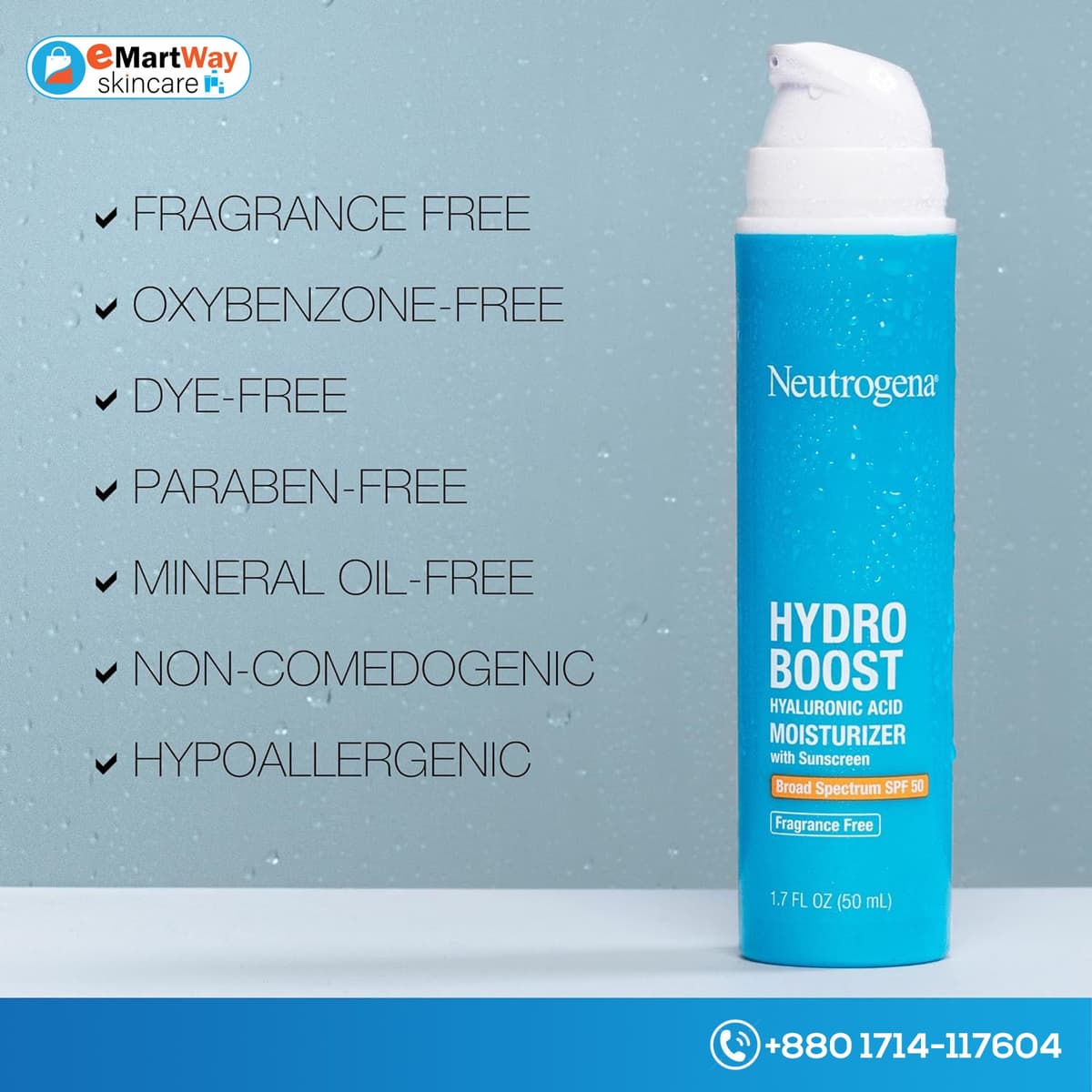 Neutrogena Hydro Boost Hyaluronic Acid Moisturizer With Sunscreen SPF50 50ml 