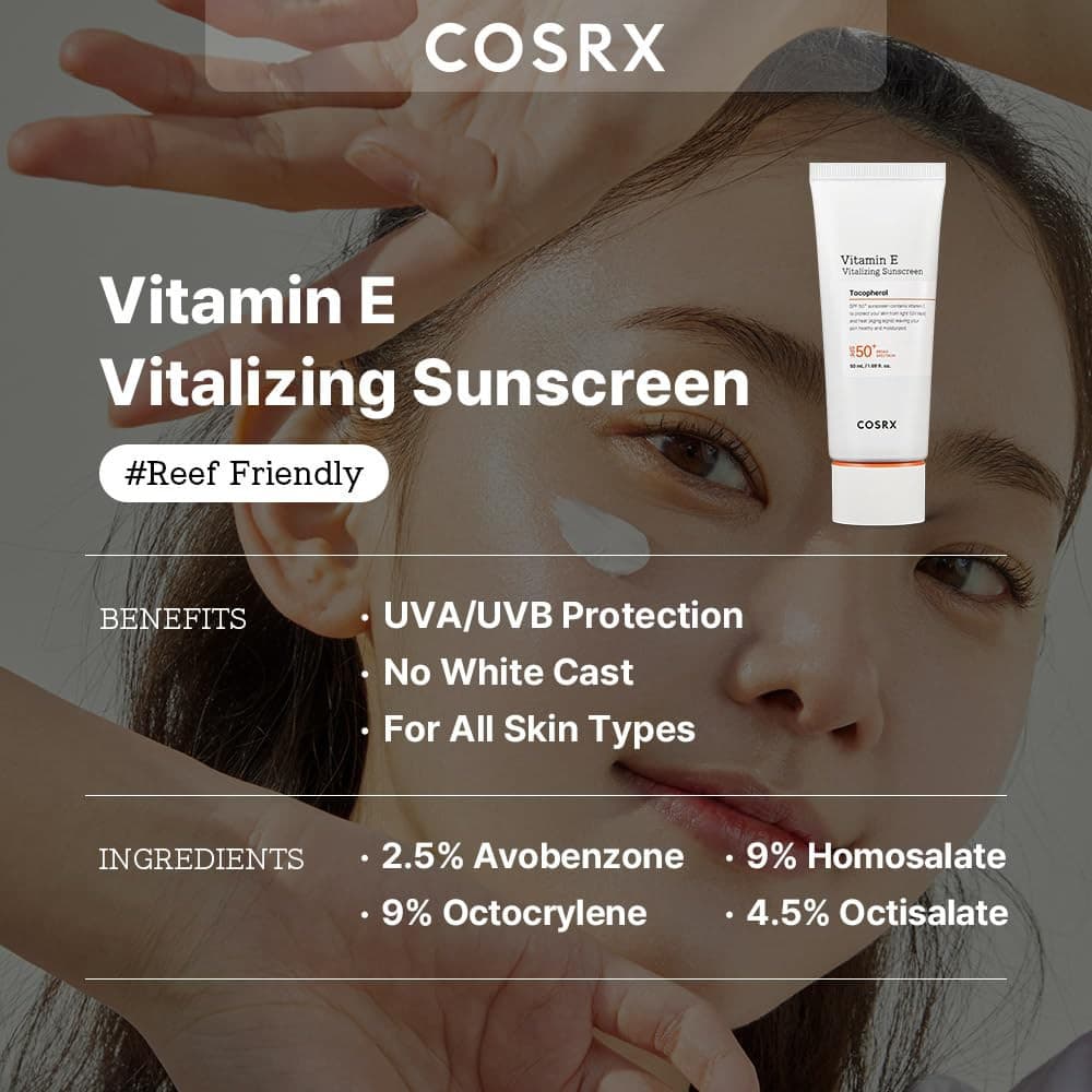 COSRX Vitamin E Vitalizing Sunscreen SPF50+ (50ml) (Exp:01/07/2026) 