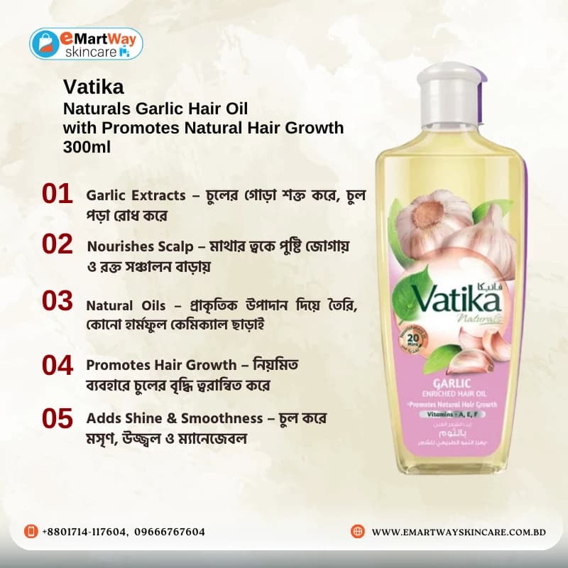 Vatika Naturals Garlic Hair Oil with Promotes Natural Hair Growth 300 ml 