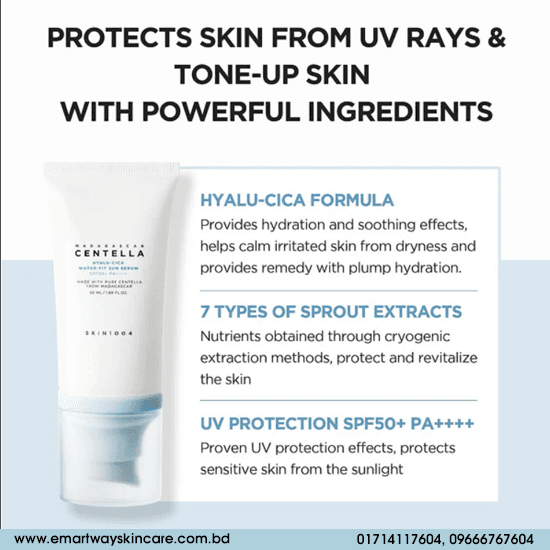 Skin1004 Madagascar Centella Hyalu-Cica Water-Fit Sun Serum SPF50+ PA++++ 50ml 
