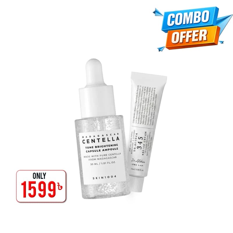 Combo 10 Brightening combo for sensitive skin (Dr.Althea 345 Relief Cream 15ml+SKIN1004 Madagascar Centella Tone Brightening Capsule Ampoule 30ml)