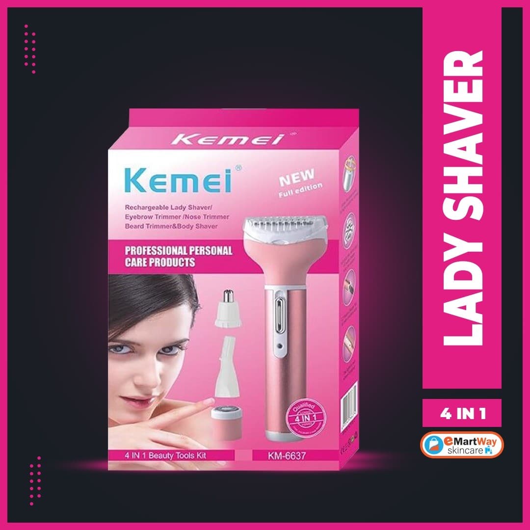 Kemei km-6637 Multifunctional Electric Rechargeable 4 in 1 Lady Shaver 