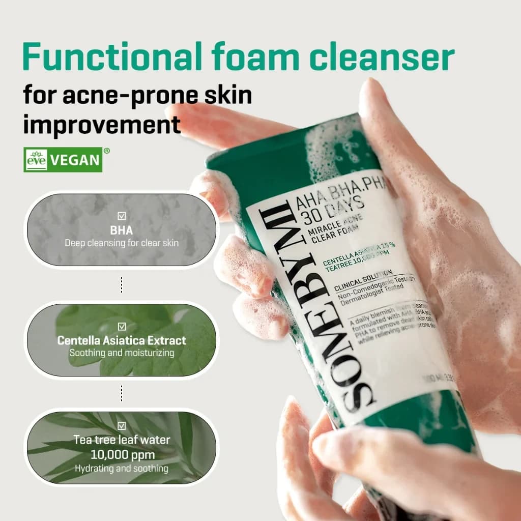 SOME BY MI AHA BHA PHA 30 Days Miracle Acne Clear Foam 100ml 
