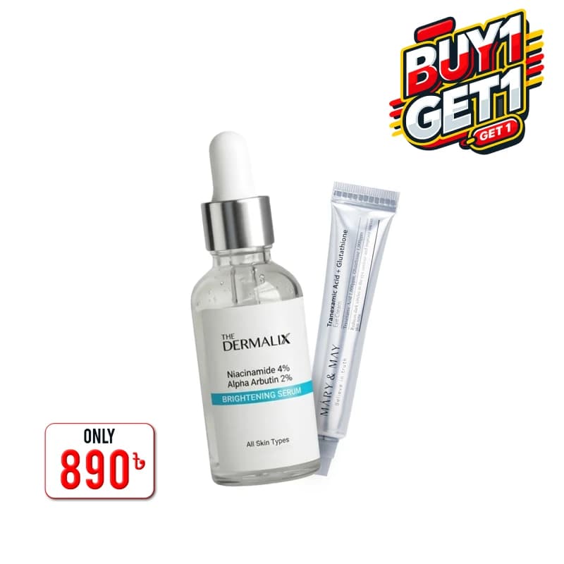 Buy 1 Get 1 05 (The Dermalix Niacinamide 4% + Alpha Arbutin 2% Brightening Serum 30ml+Mary & May Tranexamic + Glutathione Eye Cream 12g) 