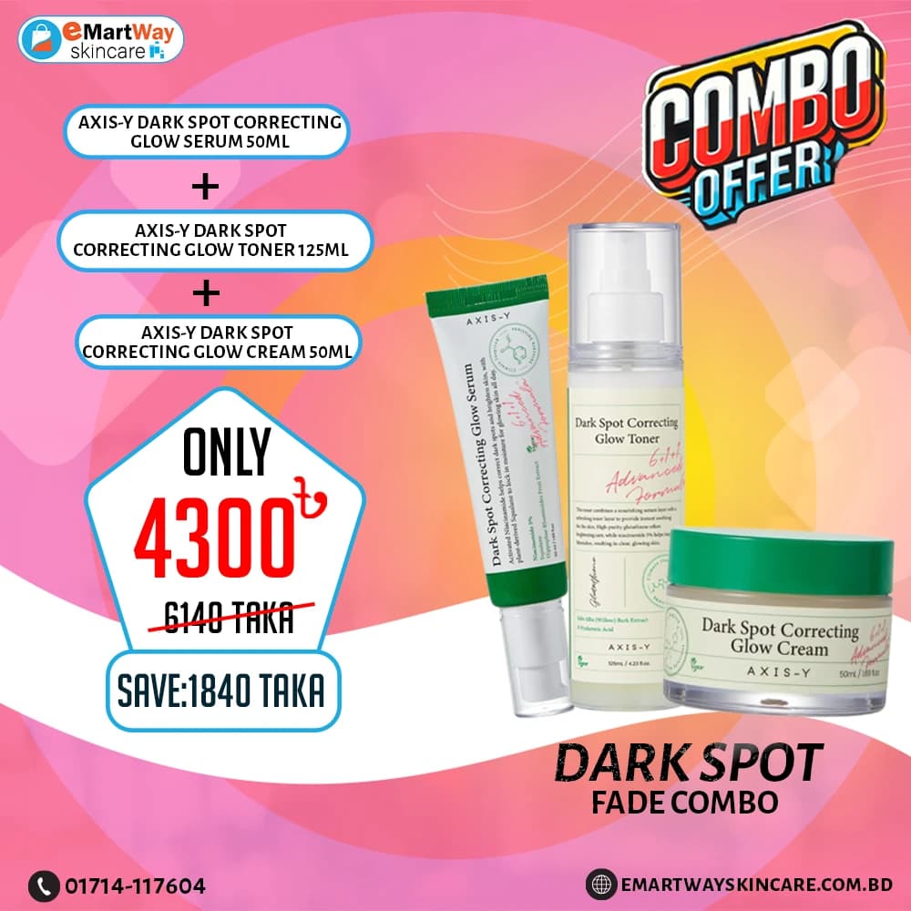 Combo (Axis-Y Dark Spot Correcting Glow Cream 50ml + AXIS-Y Dark Spot Correcting Glow Serum 50ml + AXIS-Y Dark Spot Correcting Glow Toner 125ml) 