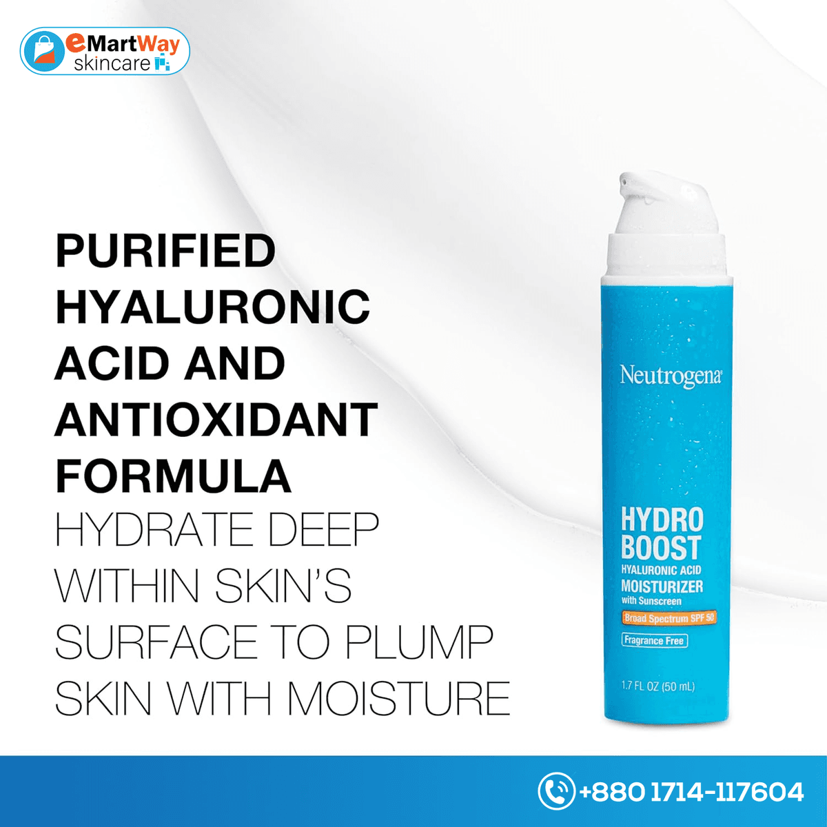 Neutrogena Hydro Boost Hyaluronic Acid Moisturizer With Sunscreen SPF50 50ml 