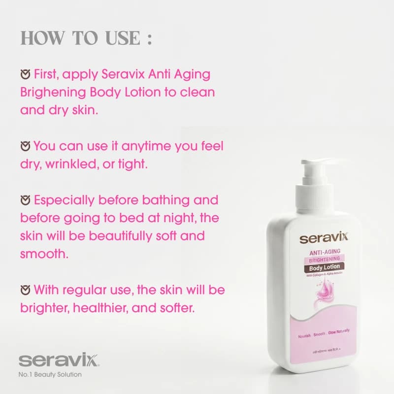 Seravix Anti Aging Brightening Body Lotion With Collagen & Alpha Arbutin 240ml 