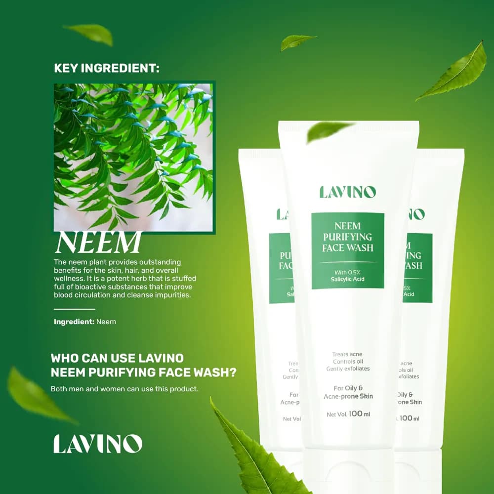 Lavino Neem Purifying Face Wash With 0.5% Salicylic Acid 100ml 