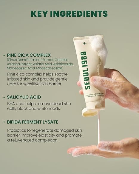 K - SECRET SEOUL 1988 Cleansing Foam: Pine Cica 1% + Probiotics 150ml 