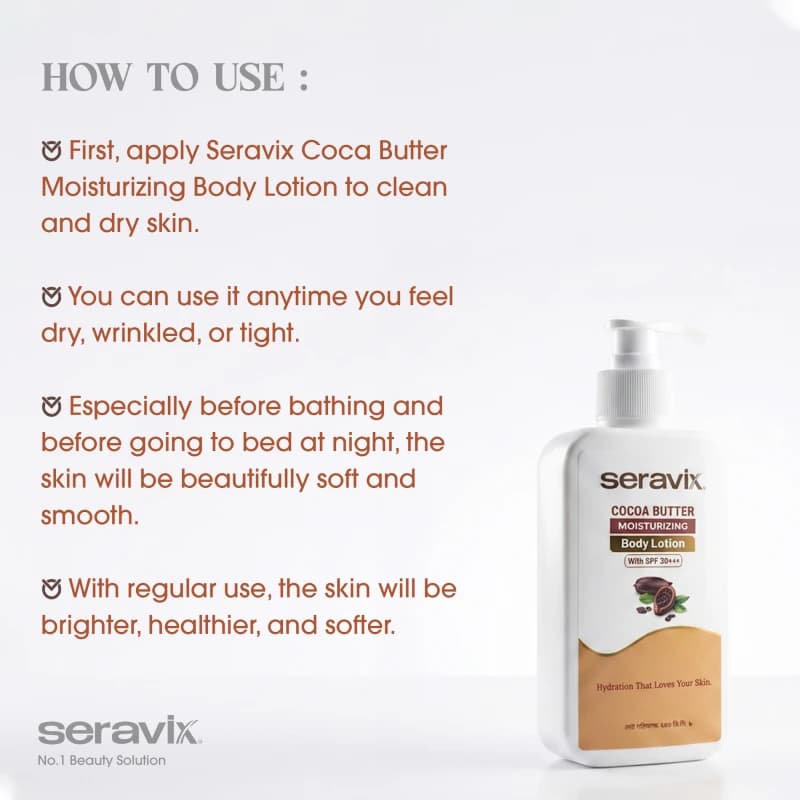 Seravix Cocoa Butter Moisturizing Body Lotion With Spf 30+++ 240ml 