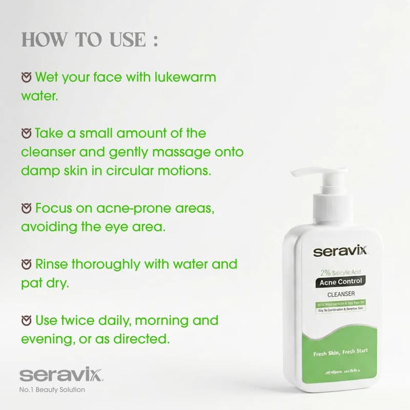 Seravix 2% Salicylic Acid Acne Control Cleanser 240ml 