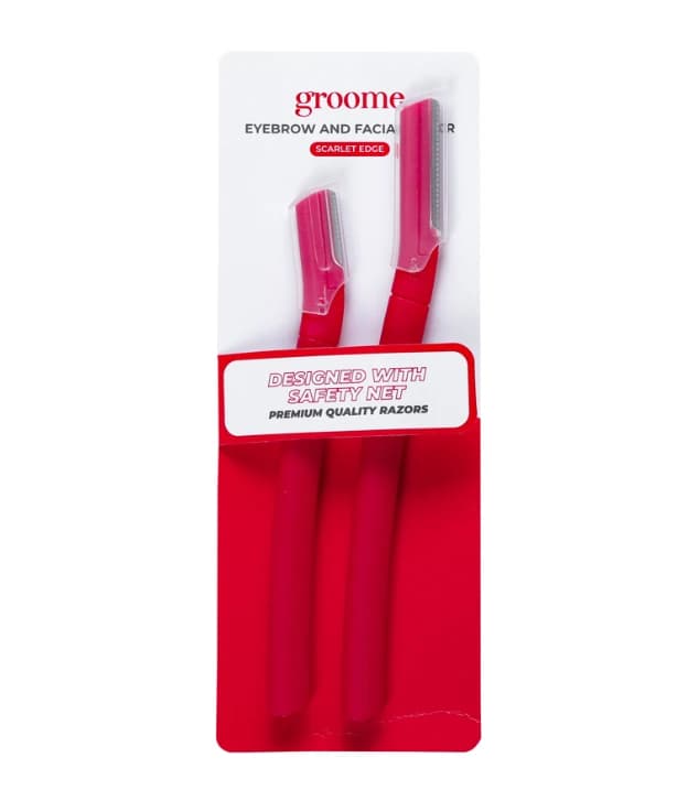 Groome Eyebrow & Facial Razor Scarlet Edge ( 2pcs) 