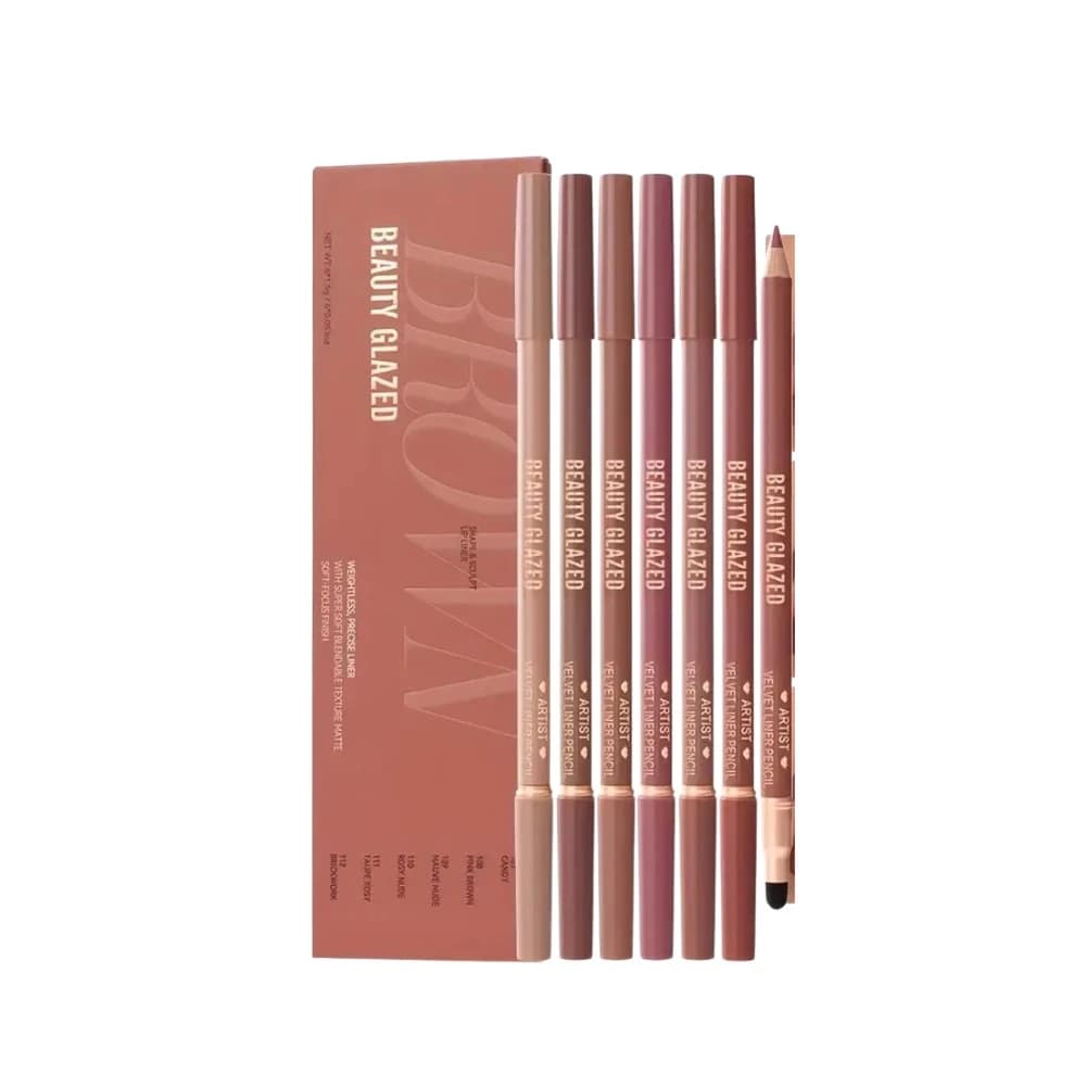 Beauty Glazed Artist Velvet Lipliner Set- Brown 